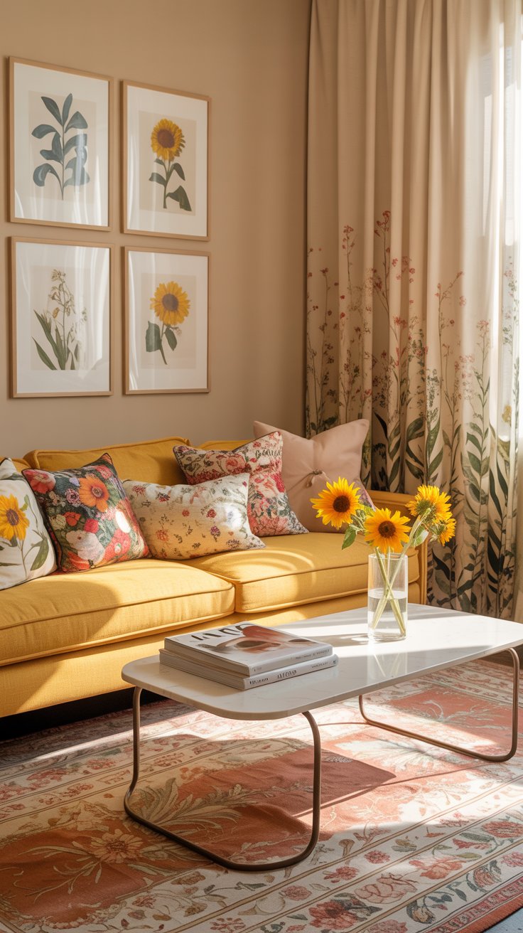 Living room with sunflower hues