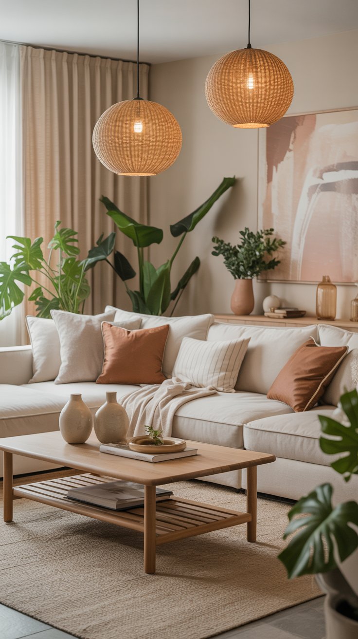 Living room with earthy tones