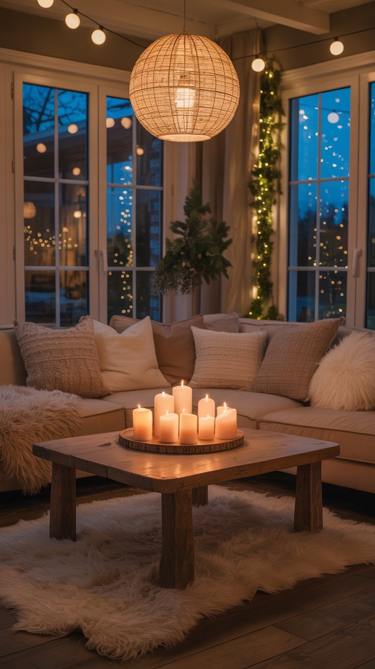Candlelit cozy living room