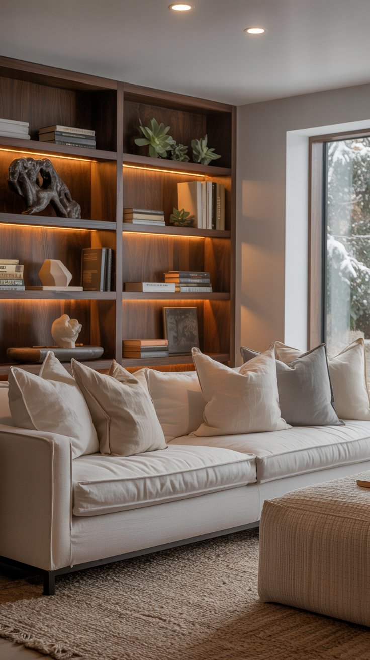 Cozy reading nook with wood