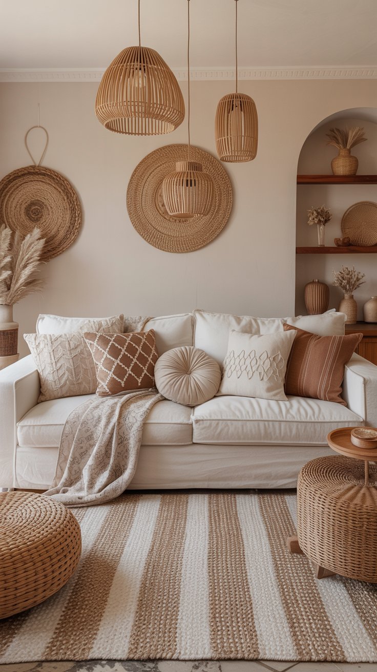 Living room with earthy textures