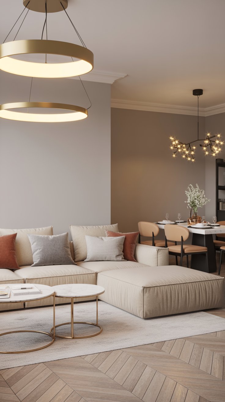 Modern living room with neutral tones