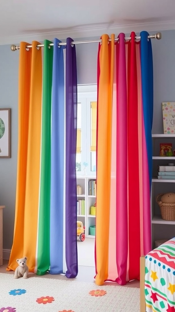 Rainbow Stripe Festival Curtains
