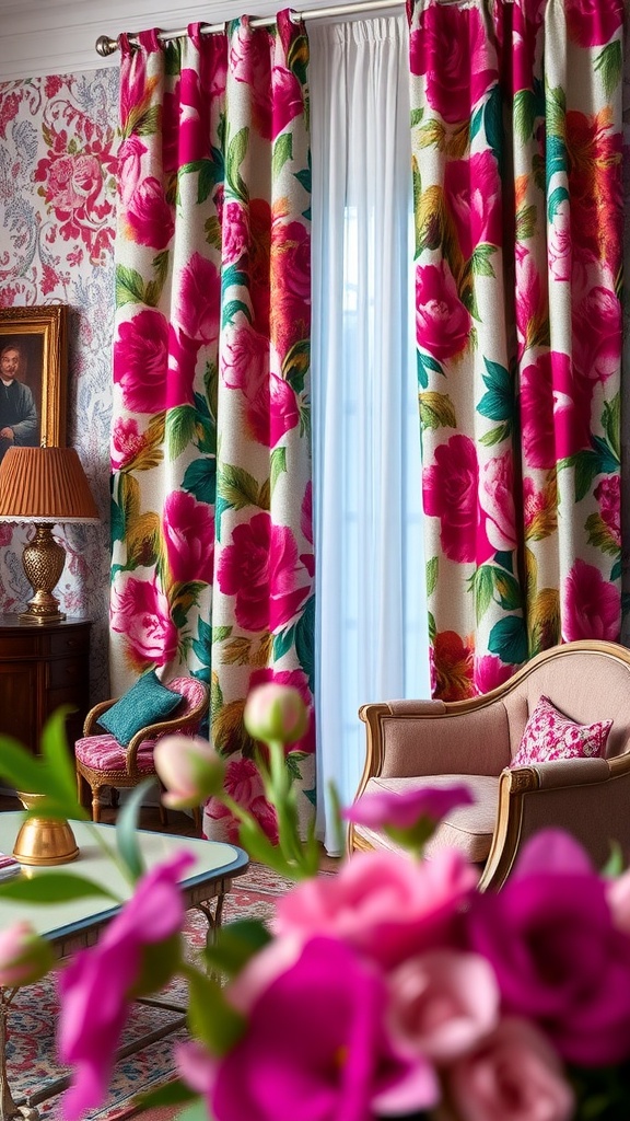Fuchsia Floral Statement Drapes