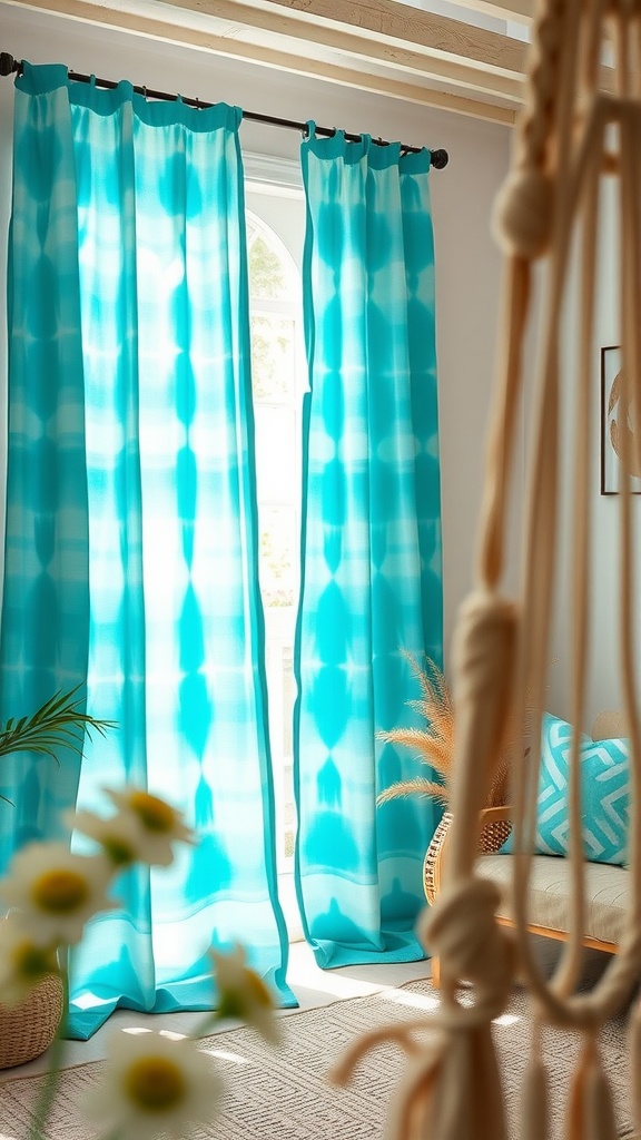 Turquoise Tie-Dye Drapes