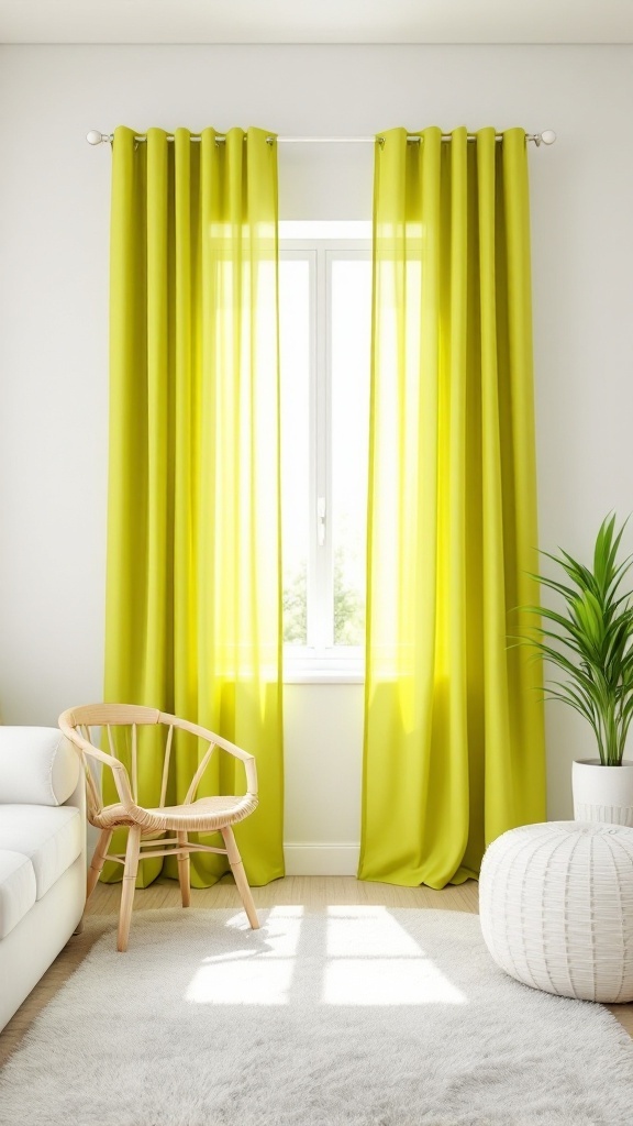 Chartreuse Modern Minimal Drapes