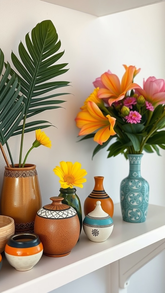 Tropical themed pottery and vases