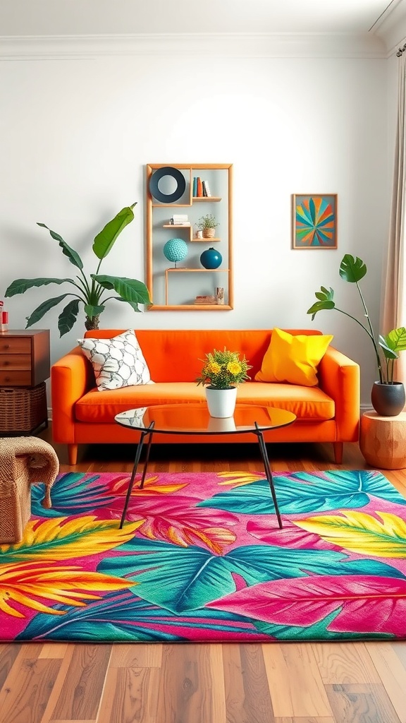 Palm pattern area rug