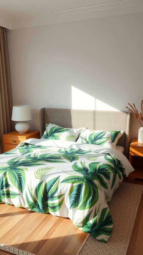 Tropical print bedspread