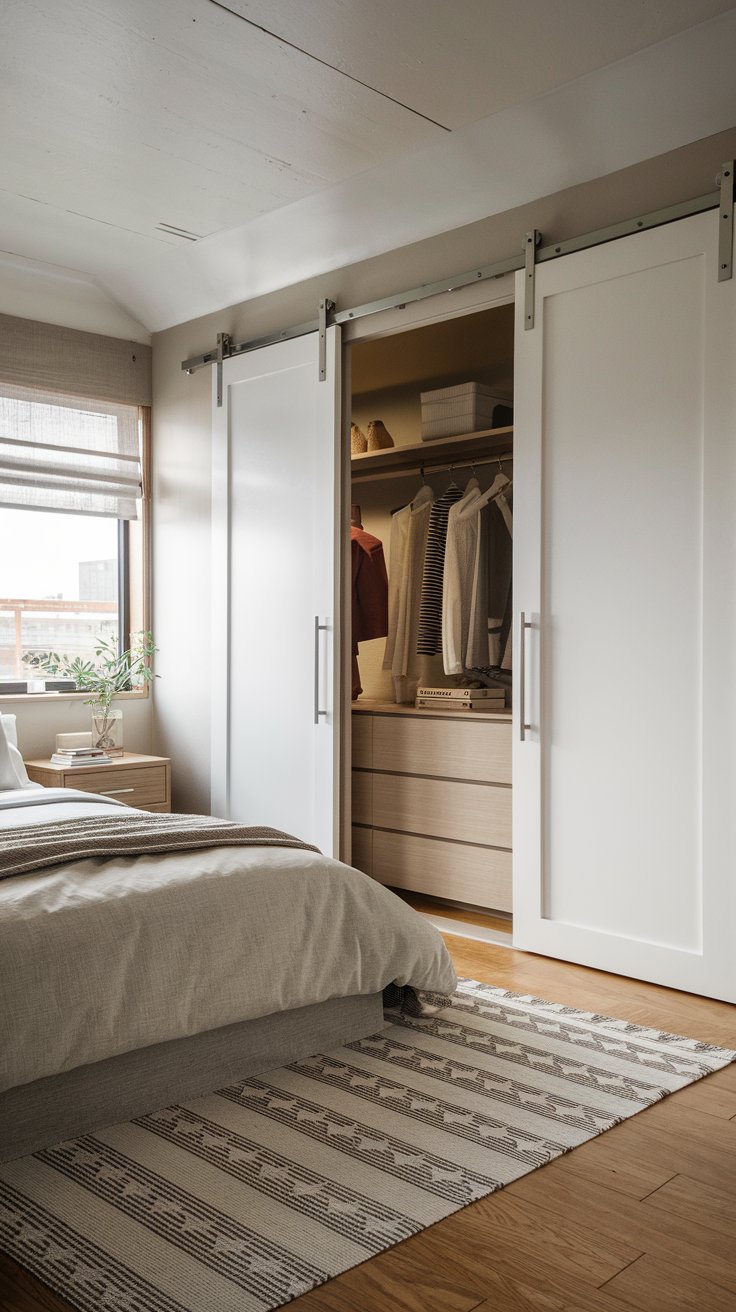 Sliding doors in bedroom