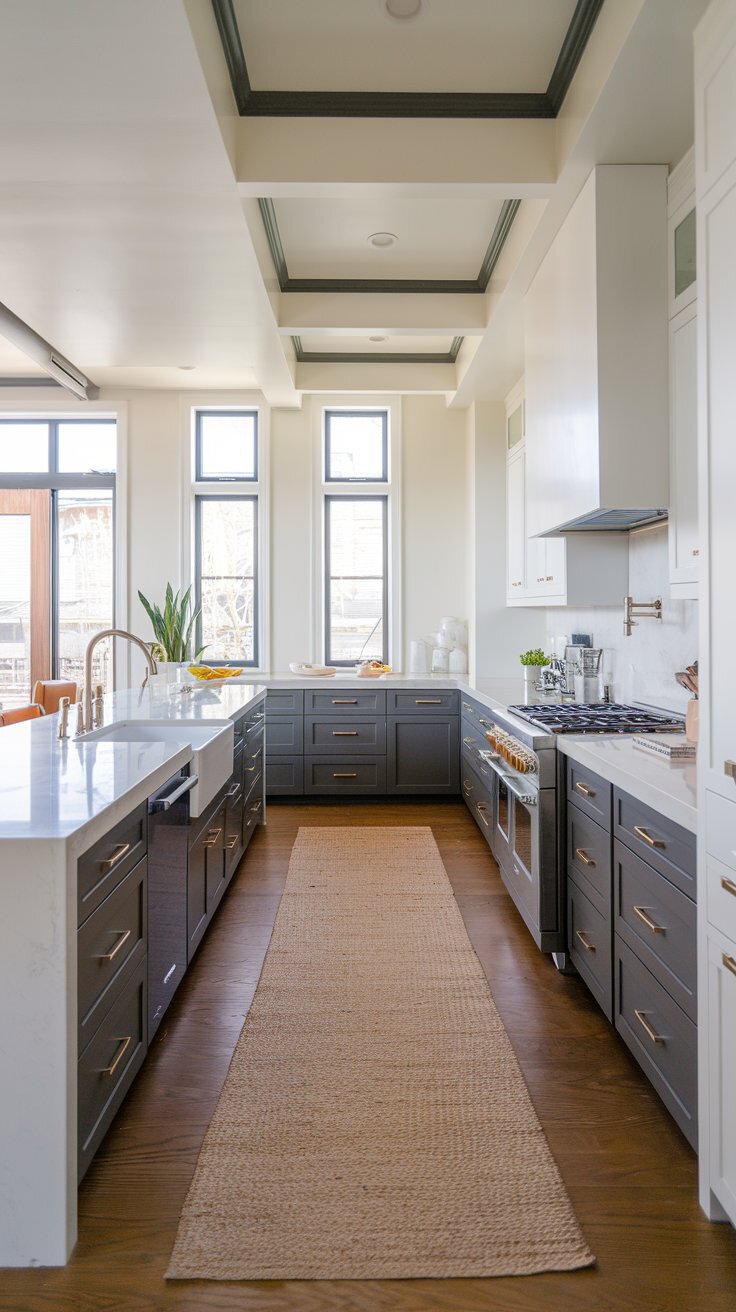 Two-Tone Gray and White Kitchen Cabinets
