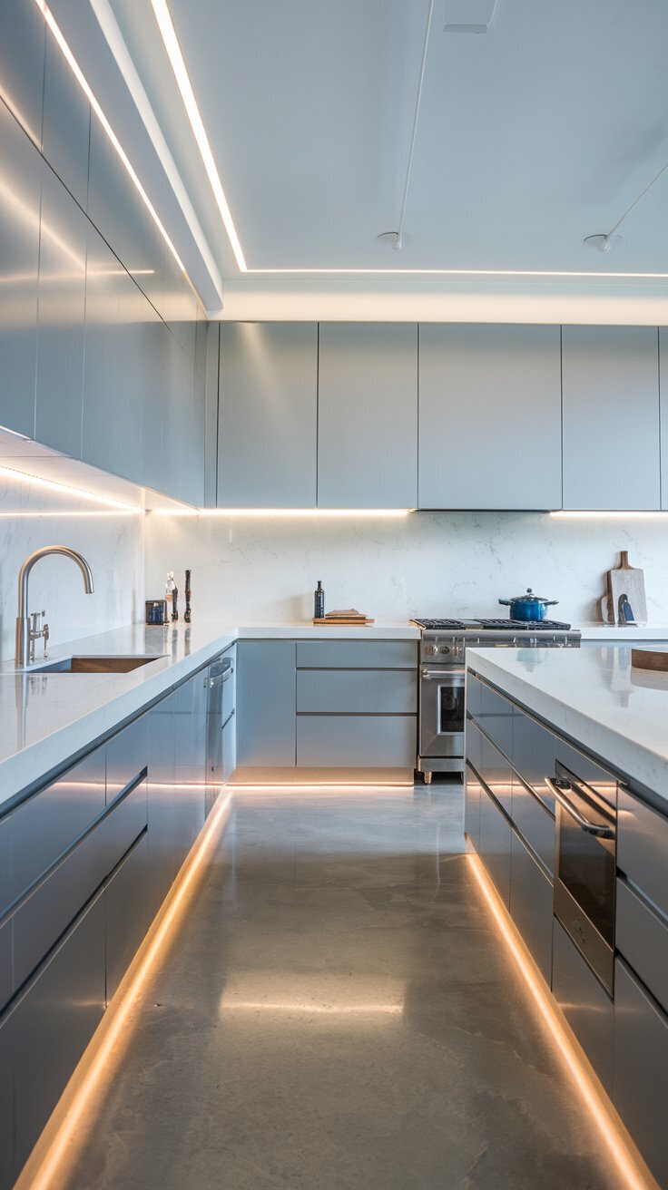 Sleek Gray Slab Kitchen Cabinets