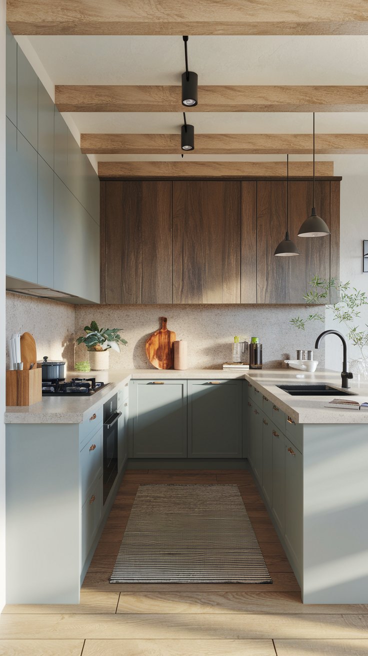 Sophisticated Gray Kitchen Cabinets with Earthy Textures