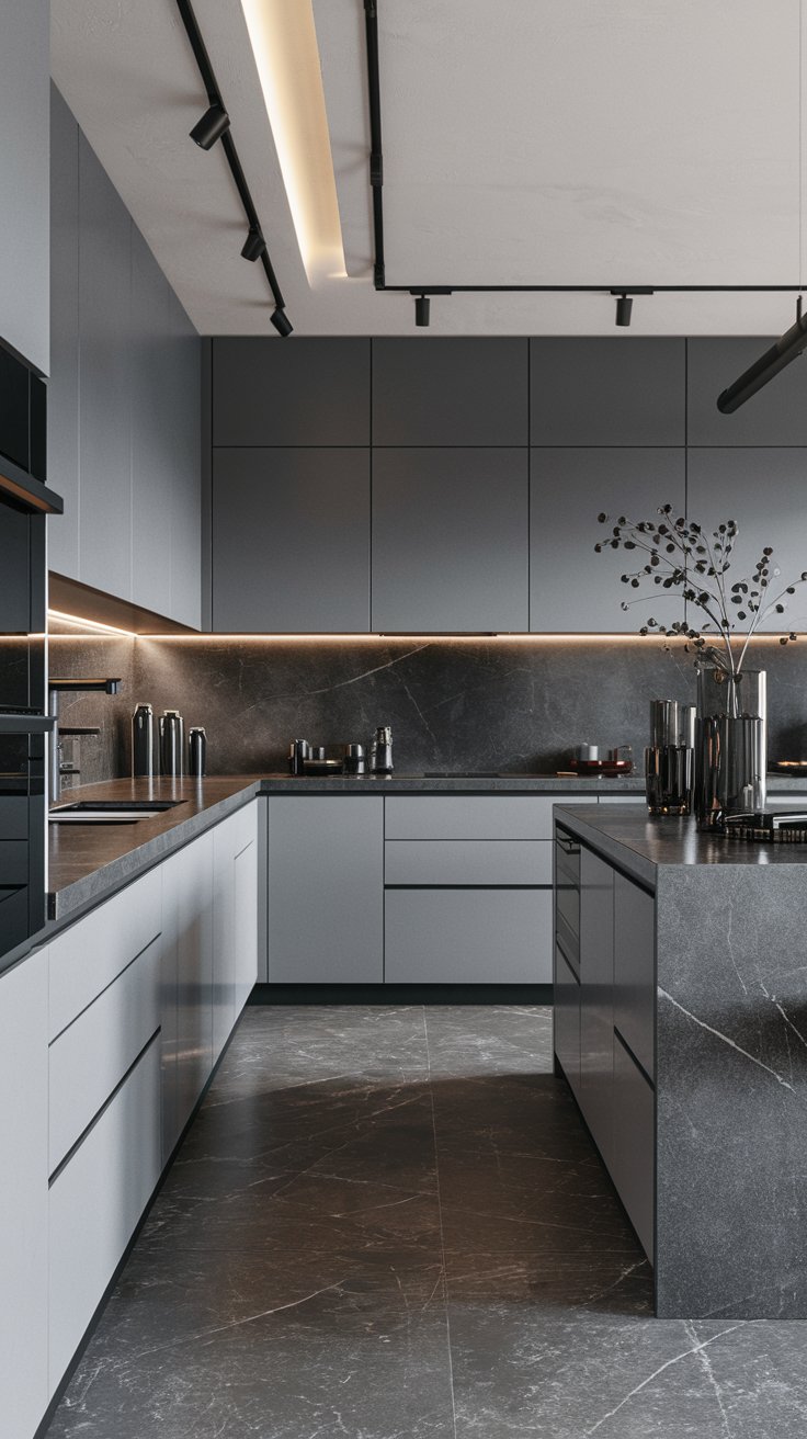 Monochrome Gray Kitchen Cabinets