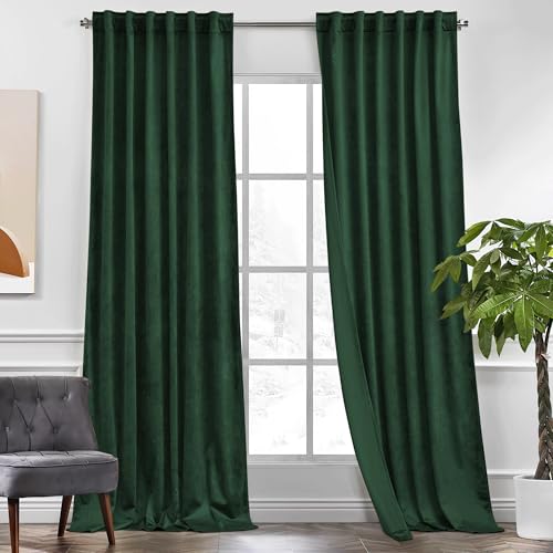 Velvet Curtains in Deep Green or Burgundy