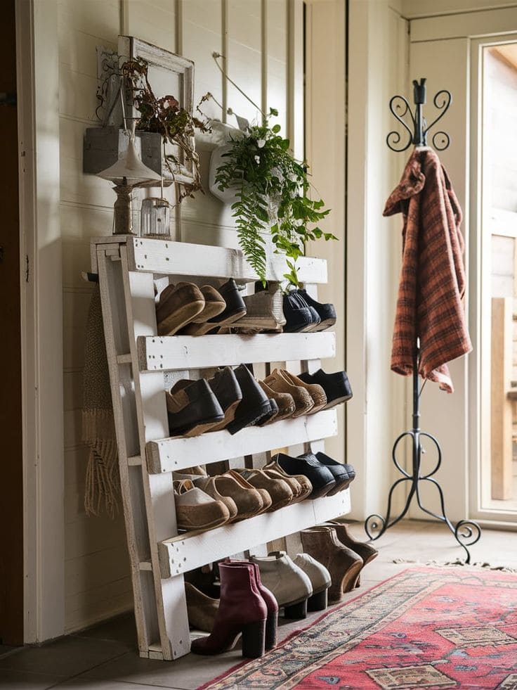 Repurposed Wooden Pallet Shoe Rack