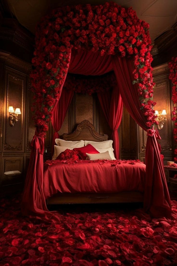 Rose-Infused Canopy Bedroom Retreat