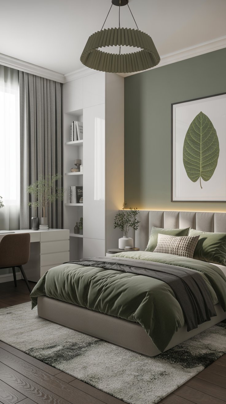 Bedroom with green tones