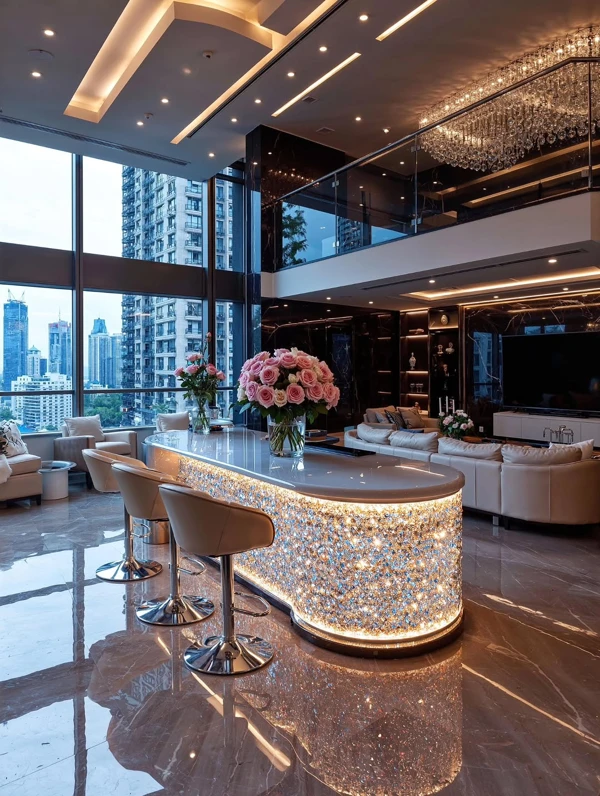 Glimmering Countertops and Backsplashes