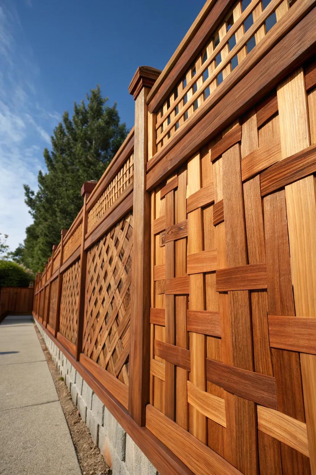 Elevate your outdoor area with the artistry of a cedar interwoven boundary: where artistry enhances the natural world.