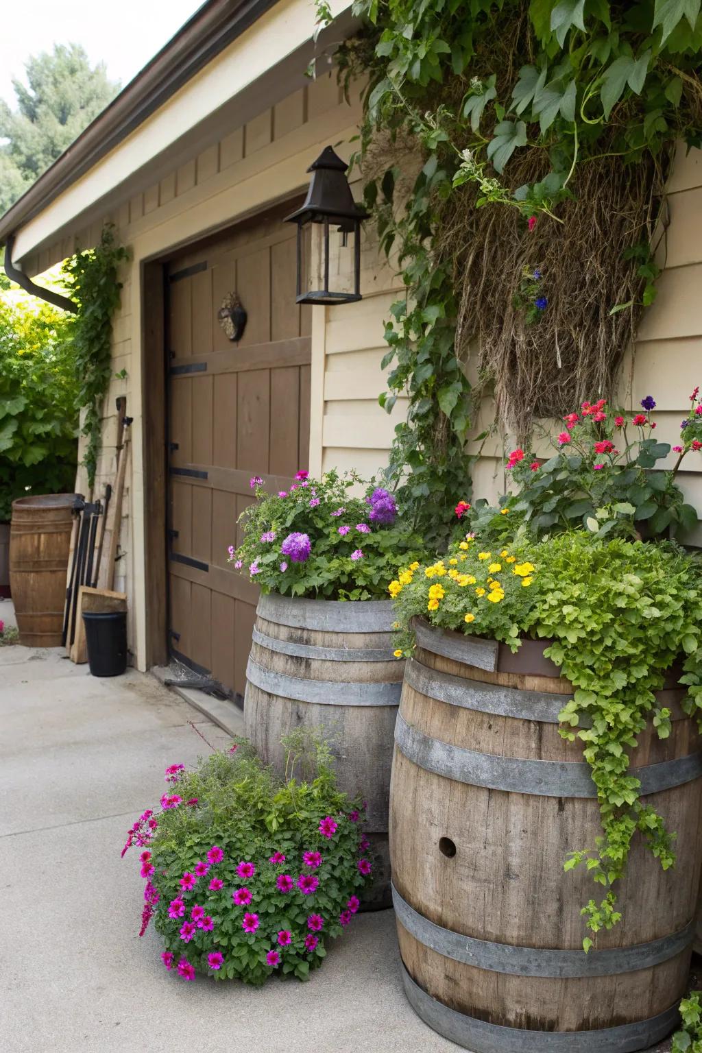 Charming Potted Plant Ideas to Beautify Your Garage Front