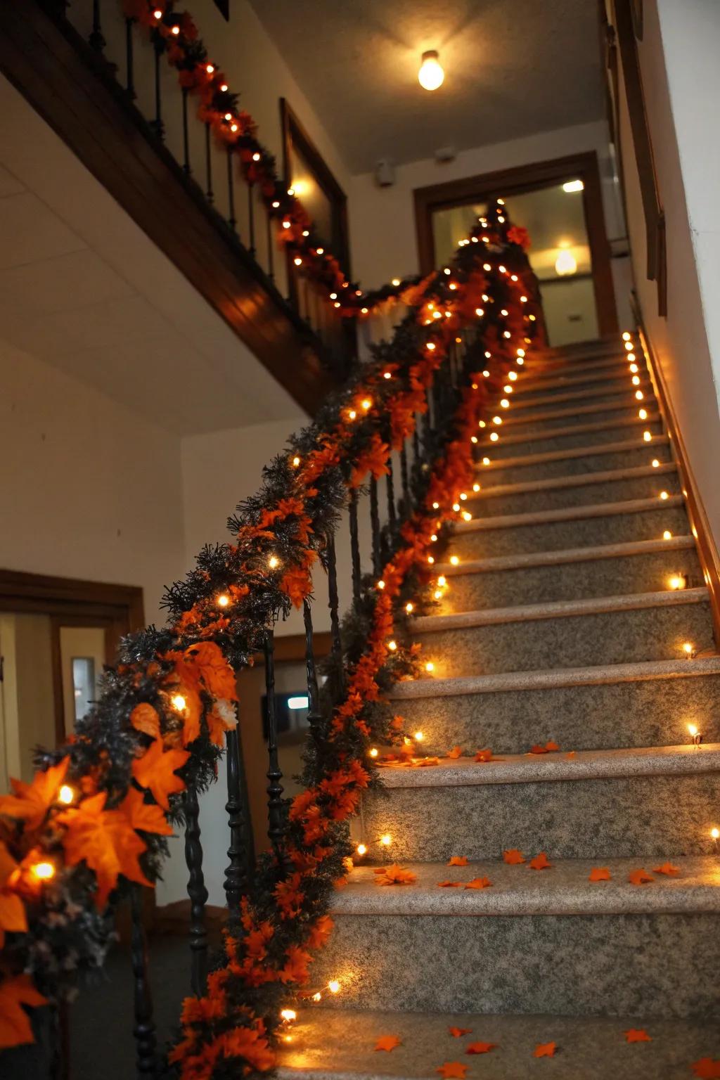 Transform your stairwell into a spellbinding Halloween feature.