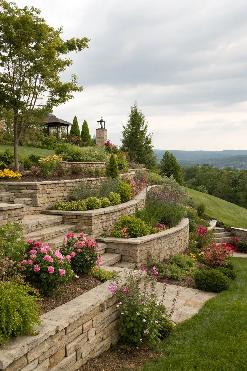 Retaining walls offer both support and beauty.