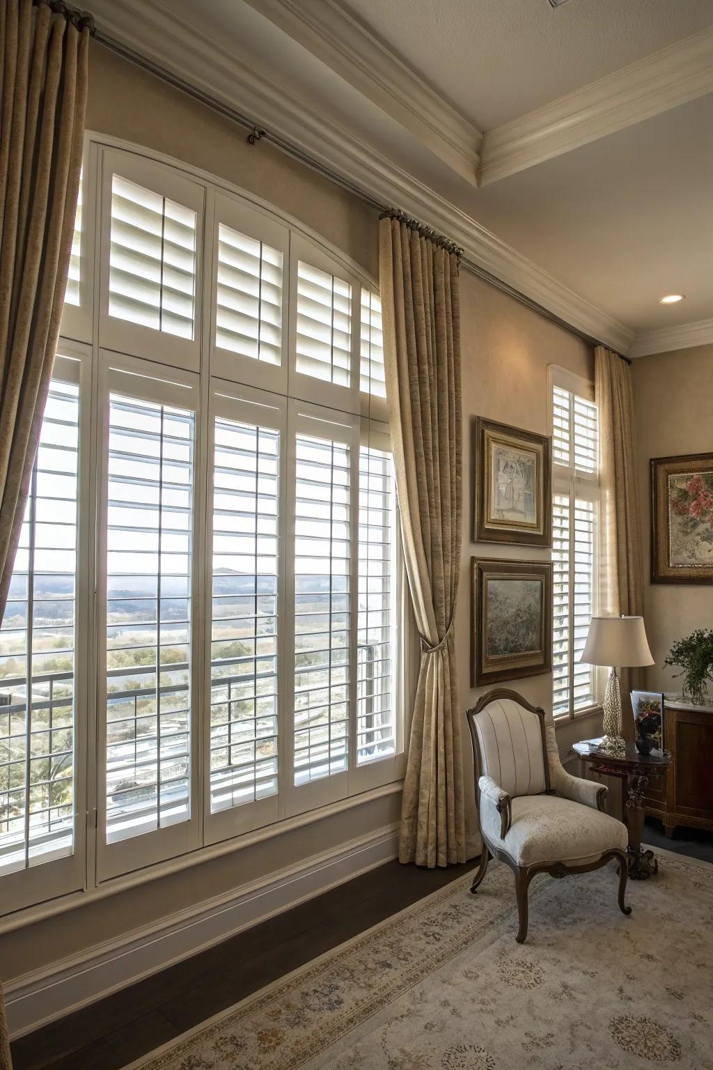 Estate shutters deliver classic charm and light direction.