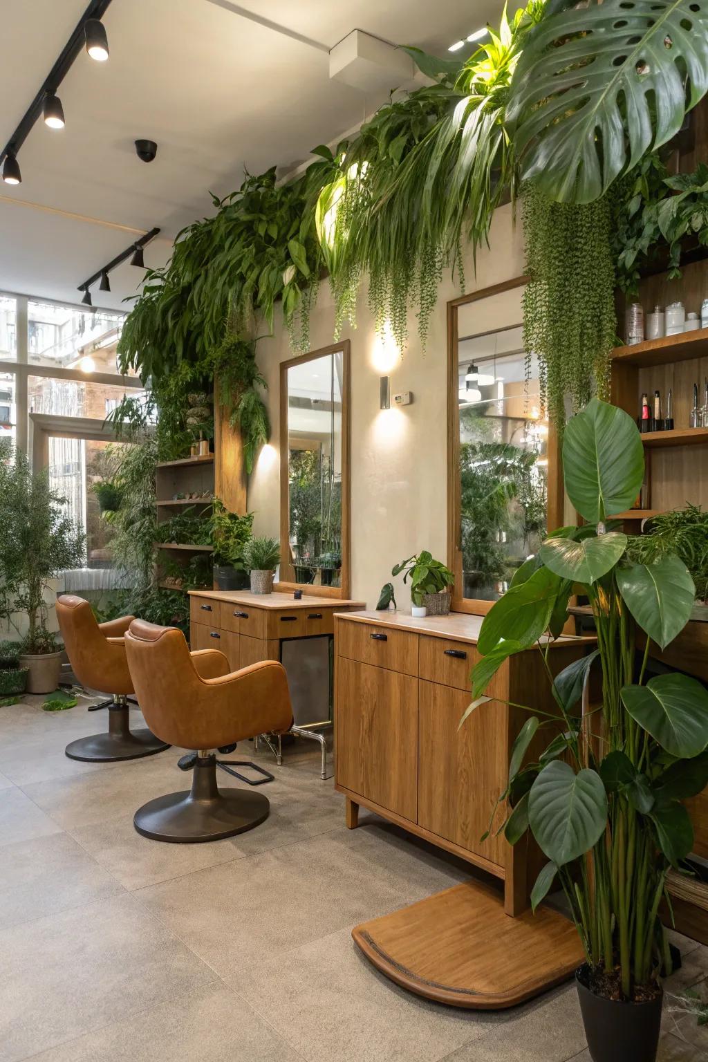 Natural elements contribute a relaxing sensation to your salon.