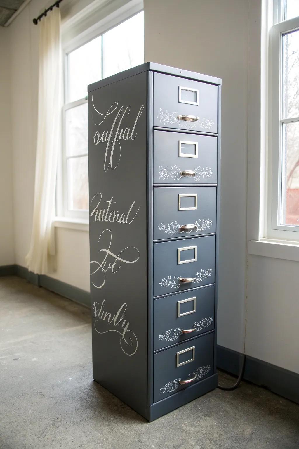 Upgrade your office with sophisticated calligraphy labels that combine utility and elegance.
