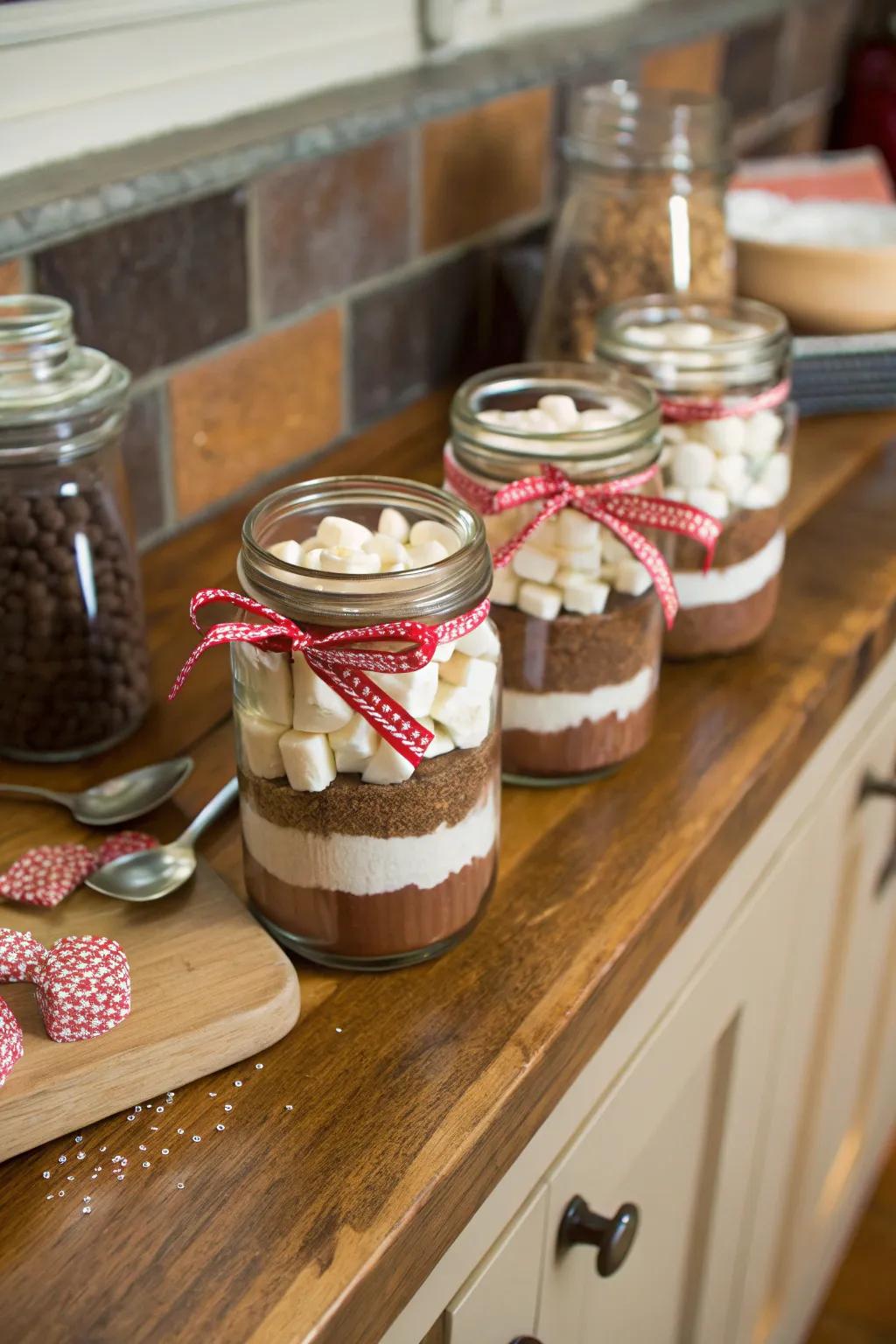 Delightful homemade cocoa mix in a jar.