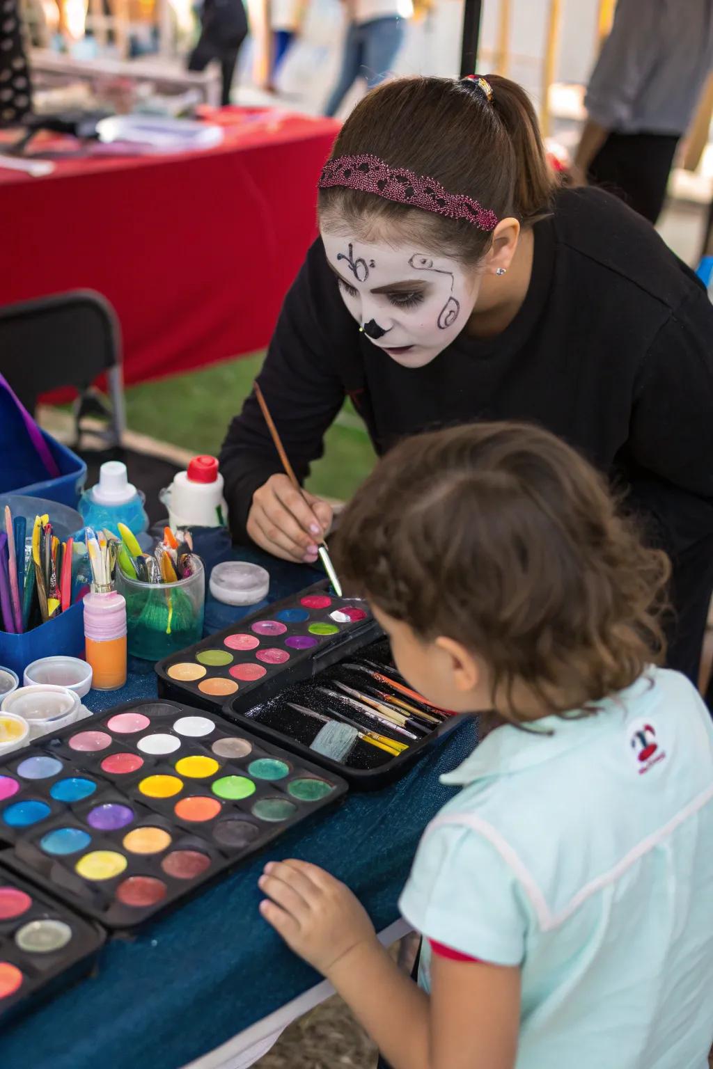 Transform guests into spooky characters with face painting.