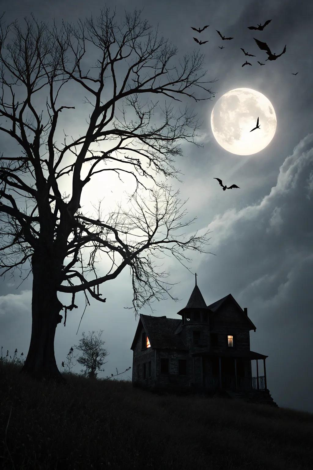 An enigmatic haunted dwelling poster creating a mysterious atmosphere.