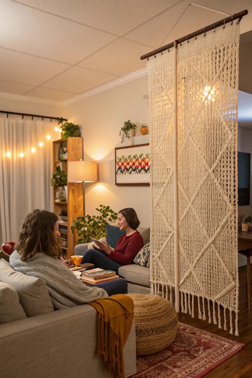 Woven yarn panels contribute comfortable texture to any given area.